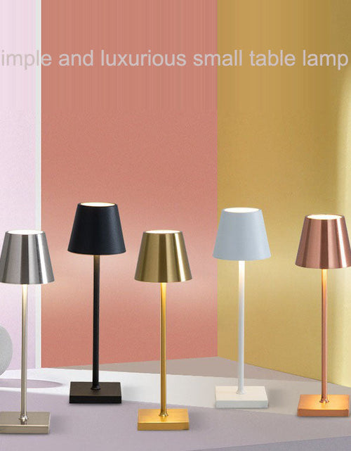 Load image into Gallery viewer, Nordic charging iron art high footed cup table lamp, bedroom bedside touch creative small night light, modern and simple living room night light
