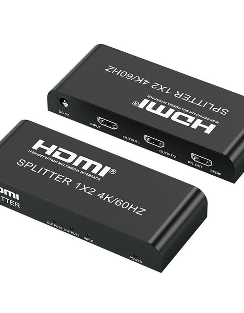 Load image into Gallery viewer, HDMI Distributor 1x2 4K60HZ Series HDMI One In Two Out Divider HD Video Same Screen Device
