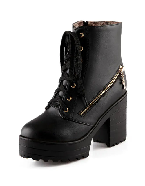 Load image into Gallery viewer, Women's Vintage Martin Ankle Boots with Chunky Heels

