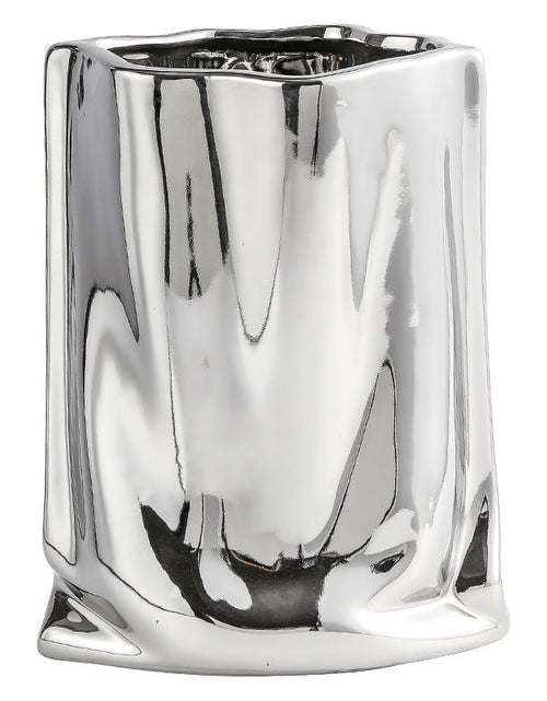Load image into Gallery viewer, Minimally designed ceramic pleated electroplated vase for hydroponic cultivation of fresh flowers and dried flowers
