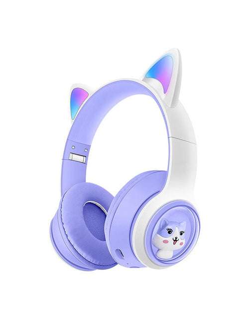 Load image into Gallery viewer, AKZ-07 Luminous Cat's ears (Steamed cat-ear shaped bread) Headworn Bluetooth Headset Subwoofer Video Game Wireless Headset
