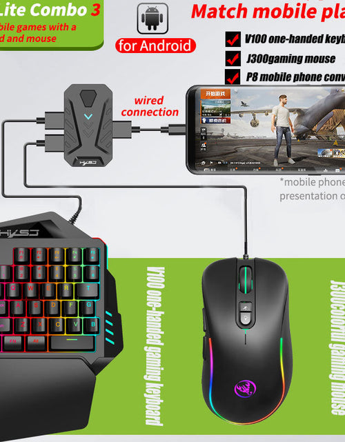 Load image into Gallery viewer, Wired Android Throne One handed Keyboard and Mouse Set Android Game PUBG Gun Converter

