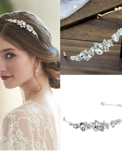 Load image into Gallery viewer, Rhinestone headband diadem wedding dress accessories
