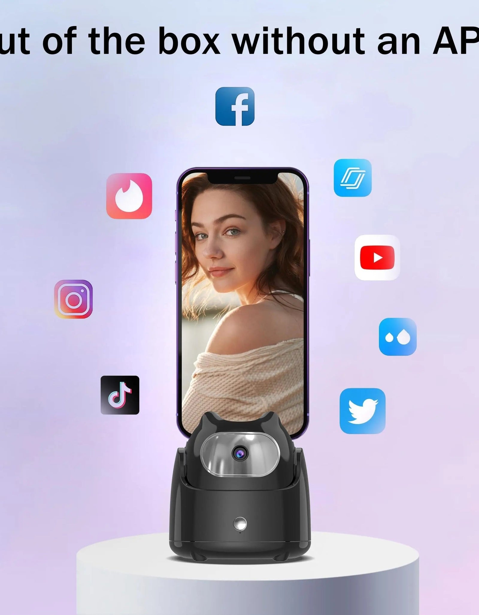 360° Rotation Automatic Face Tracking Gimbal Mobile Phone Holder APP-Free AI Face Recognition Phone Tripod for Live Vlog Video