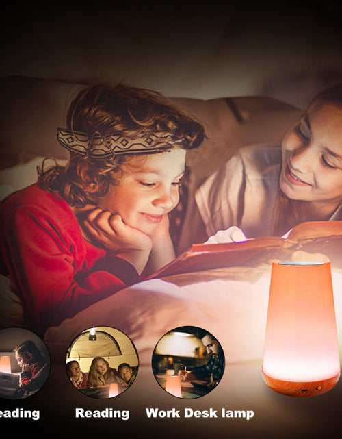 Load image into Gallery viewer, Wood grain remote control touch night light creative pat table lamp bedroom bedside lamp rainbow atmosphere light
