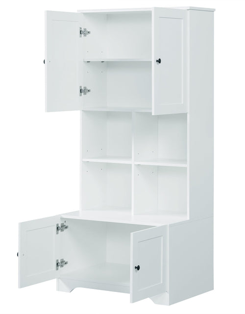 Load image into Gallery viewer, Bathroom storage cabinet, 4-door independent cabinet, adjustable shelf, open multi-layer shelf, white
