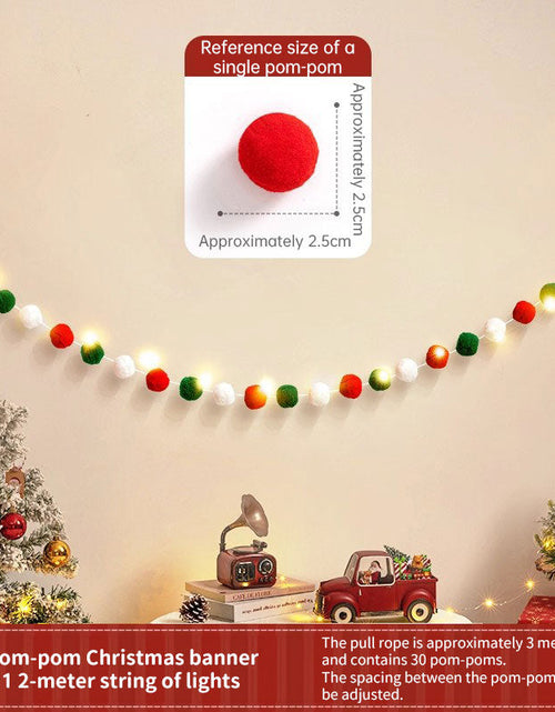 Load image into Gallery viewer, Handmade Pull String Flag Banner, LED String Lights, Christmas Holiday Background Decor
