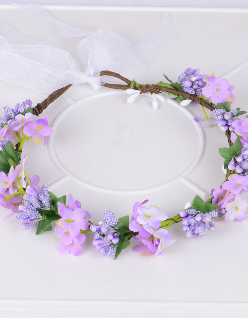 Load image into Gallery viewer, Hawaiian flower garland headband, bride's wedding headdress, bridesmaid's photo, simulated flower wreath, mini flower
