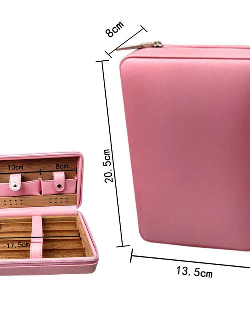 Load image into Gallery viewer, Carved version cigar box portable cedar wood cigar moisturizing box cowhide cigar box storage box Gaoxiba

