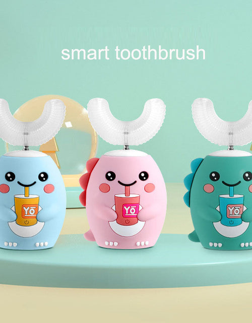 Load image into Gallery viewer, U-shaped electric toothbrush children's rechargeable 2-6-12-year-old rechargeable baby toothbrush U-shaped little dinosaur child
