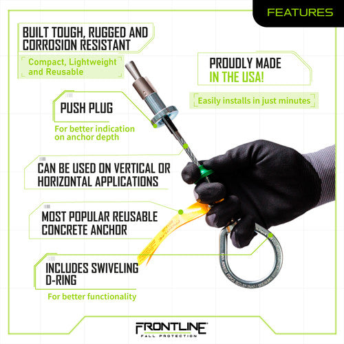 Load image into Gallery viewer, Frontline COB345KSV Reusable 5K Concrete Anchor Bolt with Swiveling D-Ring
