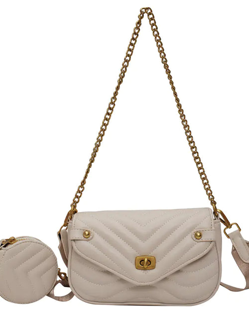 Load image into Gallery viewer, Quilted Crossbody Bag with Coin Purse and Chain
