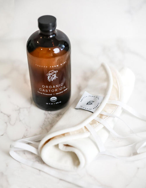 Load image into Gallery viewer, Organic Pure Castor Oil + Cloth Pack Bundle
