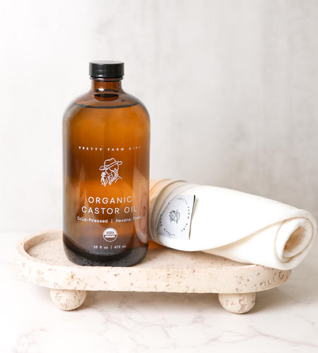 Organic Pure Castor Oil + Cloth Pack Bundle