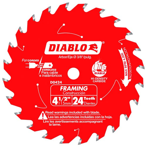 Load image into Gallery viewer, Diablo D0424X 4-1/2 in. x 24 Tooth Framing Trim Saw Blade
