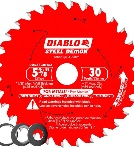 Diablo D053830FMX 5‑3/8 in. x 30 Tooth Steel Demon Carbide-Tipped Saw Blade for Metal