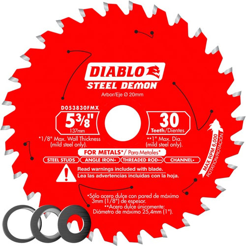 Load image into Gallery viewer, Diablo D053830FMX 5‑3/8 in. x 30 Tooth Steel Demon Carbide-Tipped Saw Blade for Metal
