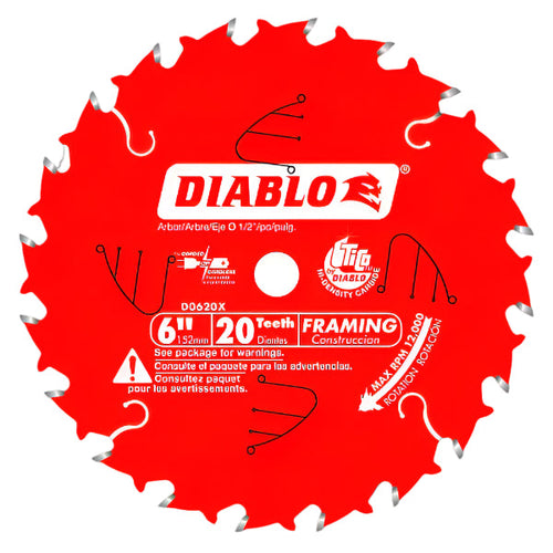 Load image into Gallery viewer, Diablo D0620X 6 in. x 20 Tooth Framing Saw Blade for Porter Cable Saw Boss
