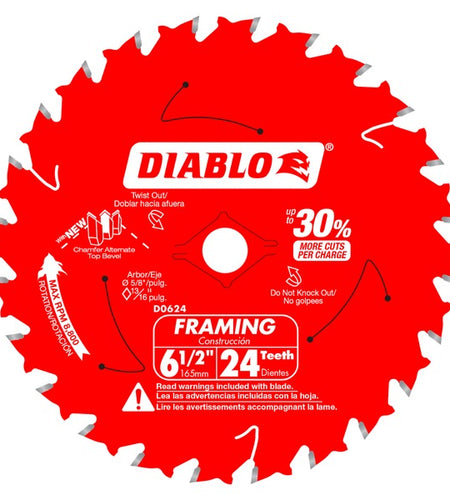 Diablo D0624A 6-1/2 in. 24-Tooth Framing Saw Blade