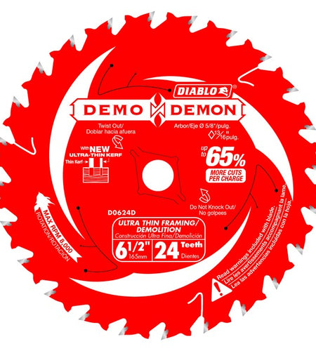 Diablo D0624DA 6-1/2 in. 24-Tooth Ultra-Thin Framing/Demolition Saw Blade