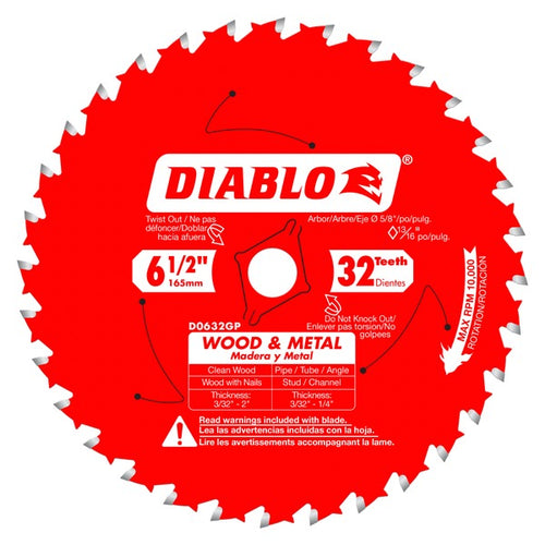 Load image into Gallery viewer, Diablo D0632GPA 6-1/2 in. x 32 Tooth Wood &amp; Metal Carbide Saw Blade

