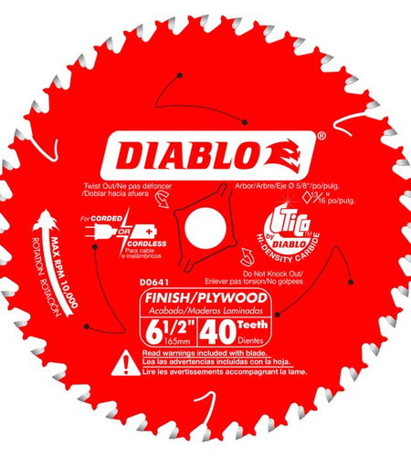Diablo D0641A 6-1/2 in. x 40 Tooth Finish Trim Saw Blade