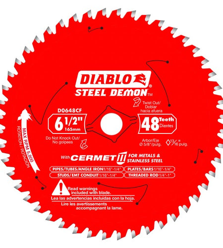 Diablo D0648CFA 6-1/2 in. x 48 Tooth Steel Demon Cermet II Saw Blade for Metals and Stainless Steel