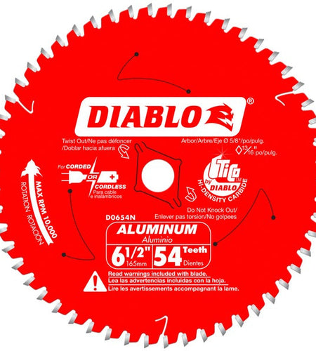 Diablo D0654NA 6-1/2 in. x 54 Tooth Medium Aluminum Cutting Saw Blade