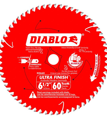 Diablo D0660A 6-1/2 in. x 60 Tooth Ultra Finish Saw Blade