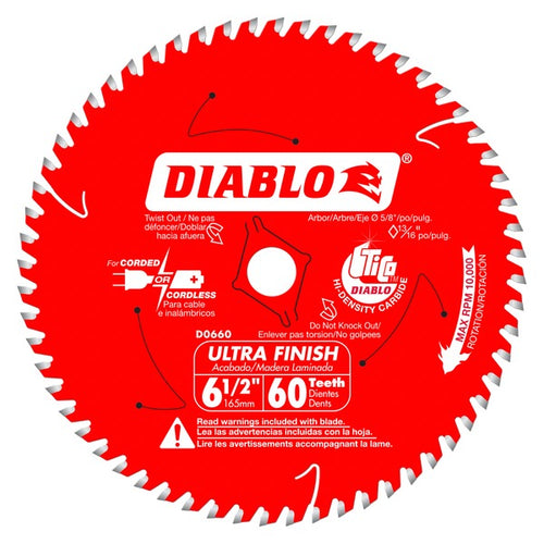 Load image into Gallery viewer, Diablo D0660A 6-1/2 in. x 60 Tooth Ultra Finish Saw Blade
