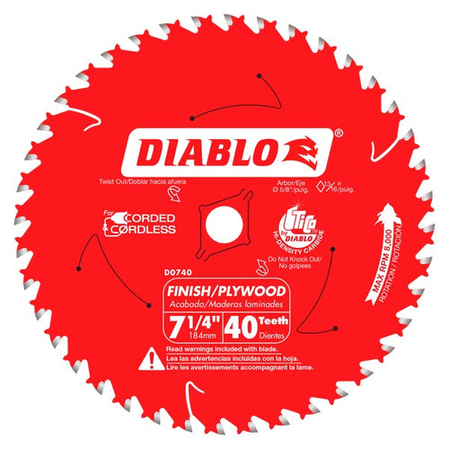 Load image into Gallery viewer, Diablo D0740A 7-1/4 in. x 40 Tooth Finish Saw Blade
