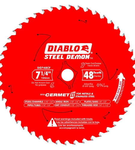 Diablo D0748CFA 7-1/4 in. x 48 Tooth Steel Demon Cermet II Saw Blade for Metals and Stainless Steel