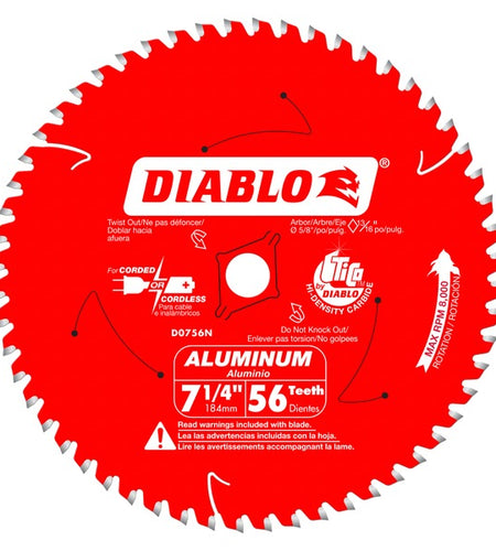 Diablo D0756NA 7-1/4 in. x 56 Tooth Thick Aluminum Cutting Saw Blade