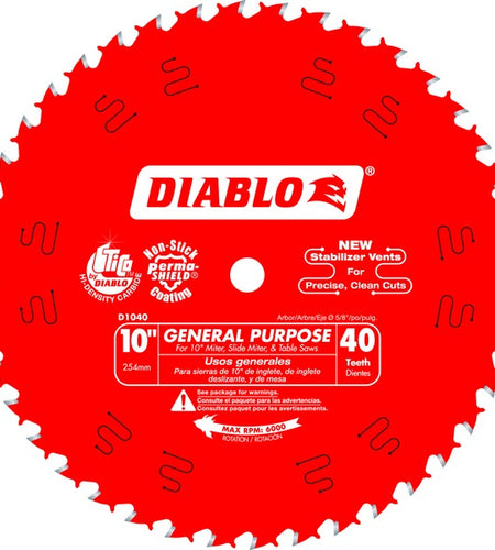 Diablo D1040X 10 in. x 40 Tooth General Purpose Saw Blade