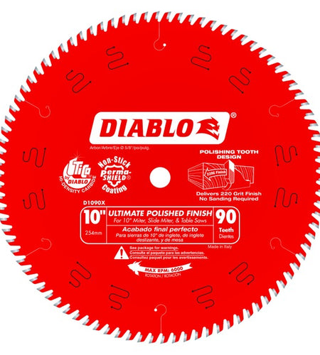 Diablo D1090X 10 in. x 90 Tooth Ultimate Polished Finish Saw Blade