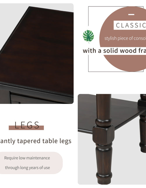 Load image into Gallery viewer, TREXM Narrow Console Desk, Ultra Thin Sofa Table with Three Storage Drawers and Living Room Bottom Shelves (Espresso)
