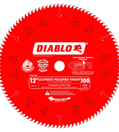 Diablo D12100X 12 in. x 100 Tooth Ultimate Polished Finish Saw Blade