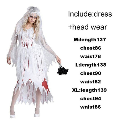 Load image into Gallery viewer, Scary Halloween Costumes for Adult Men Zombie Nurse Nun Bloody Ghost Bride Middle Ages Women Fancy Dress Cosplay Costumes
