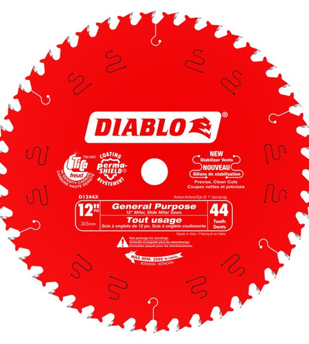 Diablo D1244X 12 in. x 44 Tooth General Purpose Wood Saw Blade