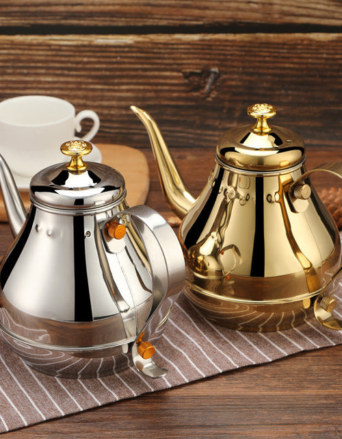 Load image into Gallery viewer, 1.2/1.8L Latin Pot Stainless Steel Tea Pot with Tea Strainer Teapot Coffee Pot Induction Cooker Kettle Teaware Sets
