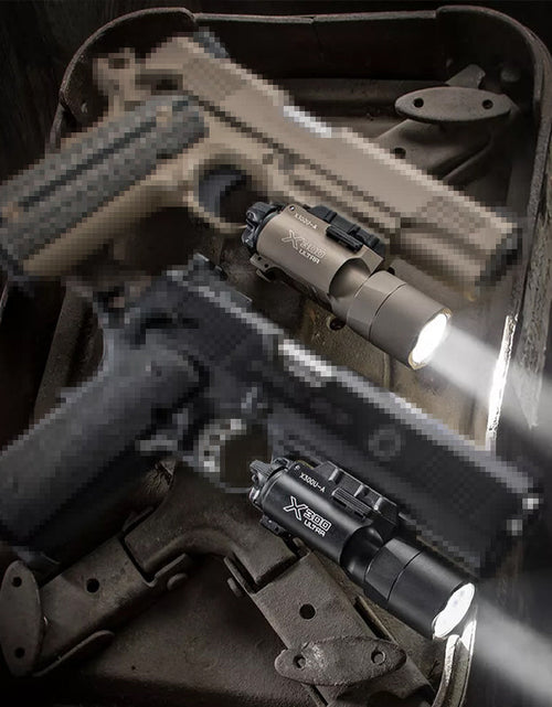 Load image into Gallery viewer, Tactica Flashlight X300-B/X300U-B/XU35: metal pistol gun strobe LED lights for 20mm rails, ideal for airsoft and hunting.
