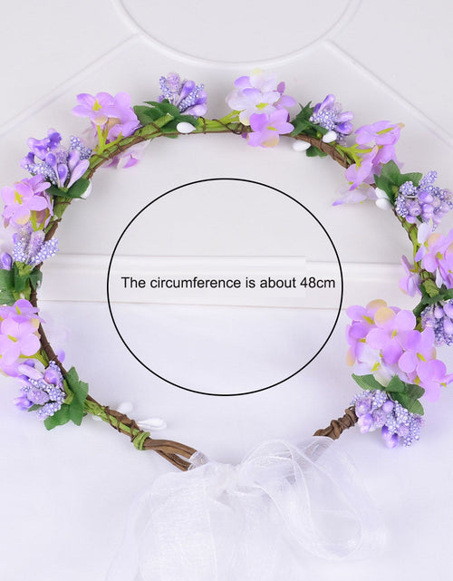 Load image into Gallery viewer, Hawaiian flower garland headband, bride's wedding headdress, bridesmaid's photo, simulated flower wreath, mini flower
