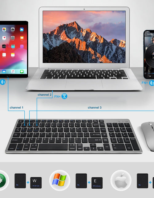 Load image into Gallery viewer, Charging Bluetooth the third mock examination wireless keyboard two zone digital mouse set for iPad game mute office
