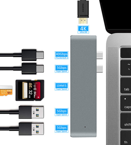 7-in-1 Dual Type-C to HDMI Dock USB 3.0 Hub Converter
