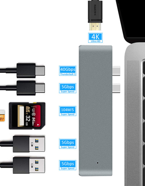 Load image into Gallery viewer, 7-in-1 Dual Type-C to HDMI Dock USB 3.0 Hub Converter
