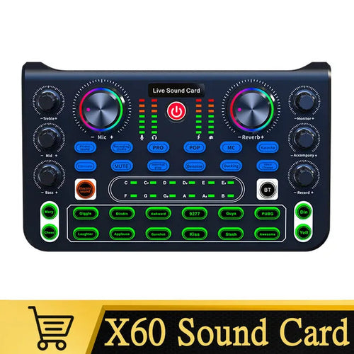Load image into Gallery viewer, HD X60 Sound Card English Version Professional Audio Mixer for Karaoke Broadcast KTV Singing Live Sound Mixer

