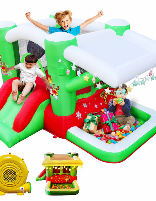 Load image into Gallery viewer, Christmas Jump 'n Slide Inflatable Bouncer for Kids Complete Setup with Blower - 80" x 91" Play Area - 55" Tall
