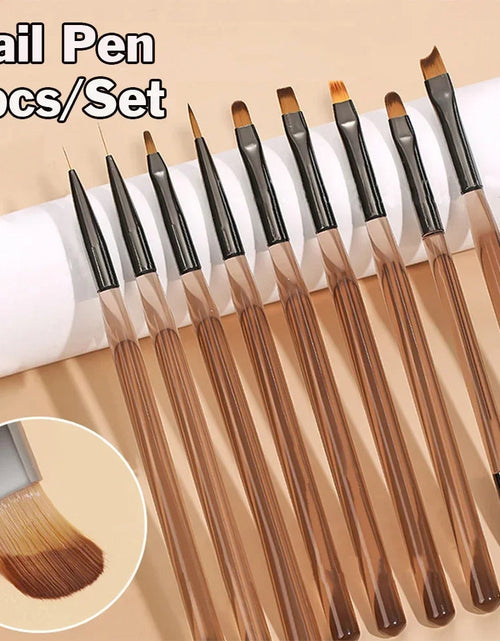 Load image into Gallery viewer, 9PCS UV Gel Nail Brush Liner DIY Painting Pen Manicure Acrylic Drawing Brush for Nail Art Design Nails Tip Display Painting Tool
