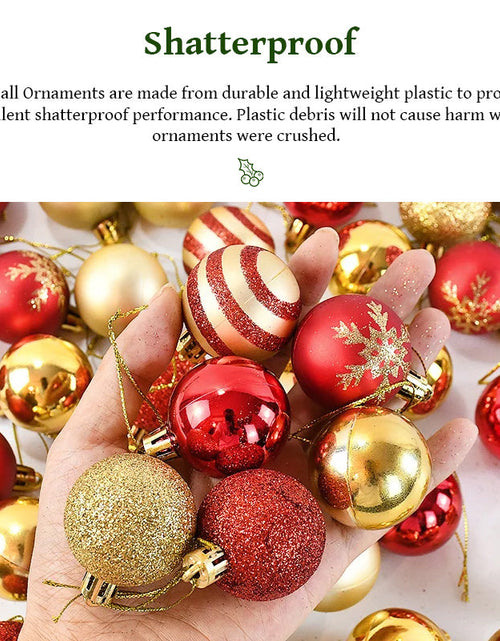 Load image into Gallery viewer, 50 pcs/box: 2025 Gold Red Hanging Christmas Tree Ball Ornaments, 2026 Home Holiday Decorations &amp; New Year Gifts
