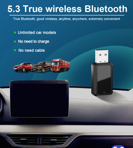 Car mounted Bluetooth 5.3 receiver FM transmitter audio adapter wireless Bluetooth receiver LED